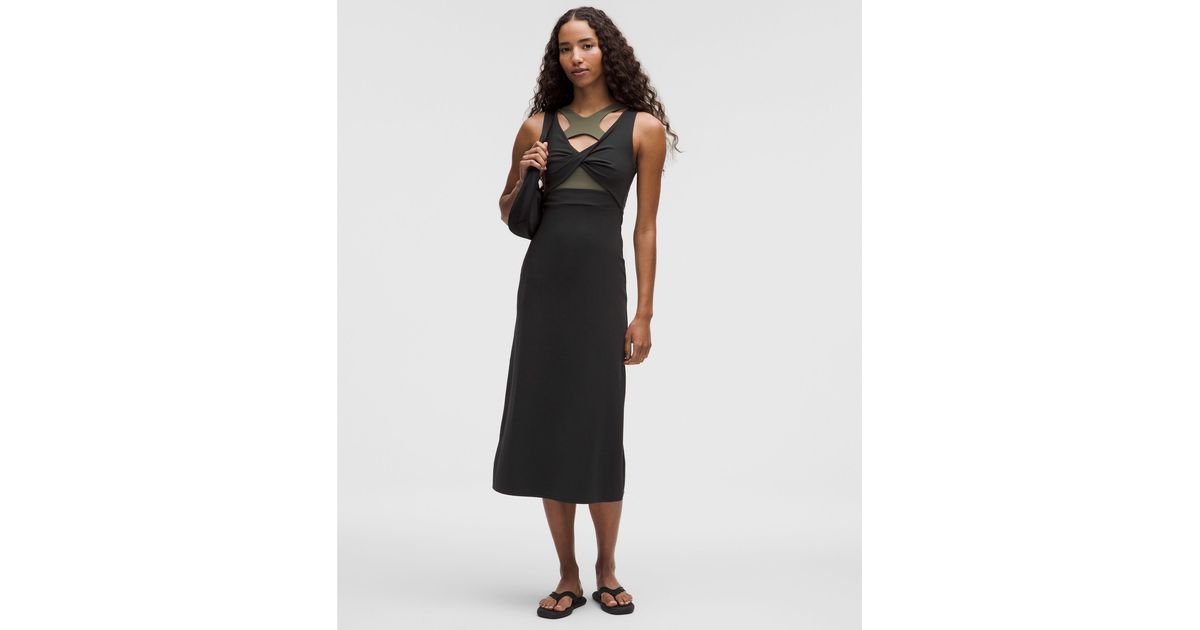 lululemon Nulu Twist-Front Midi Dress in Black | Lyst
