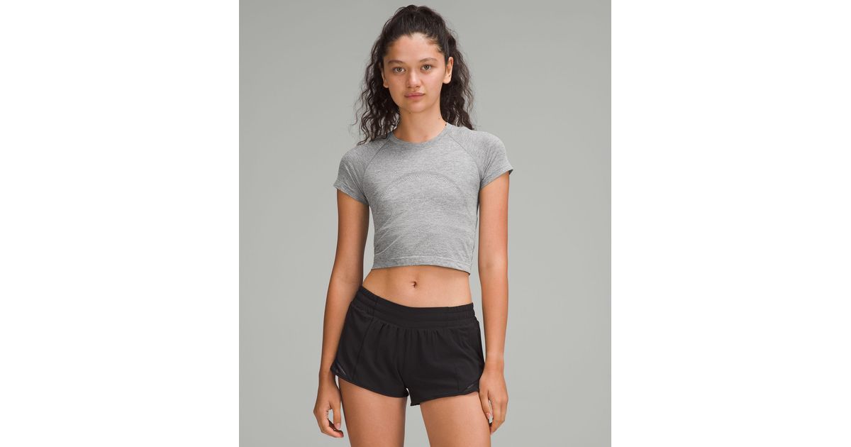 lululemon Swiftly Tech Cropped Short-Sleeve Shirt 2 in Gray | Lyst