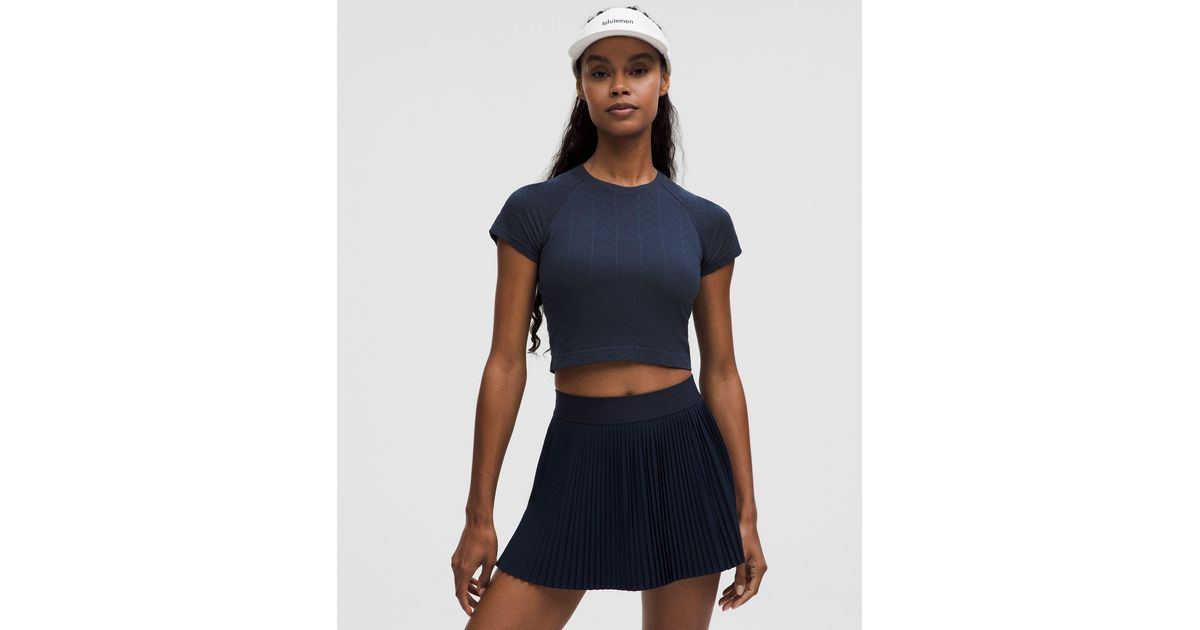 lululemon Swiftly Pointelle Cropped Short-Sleeve Shirt in Blue | Lyst