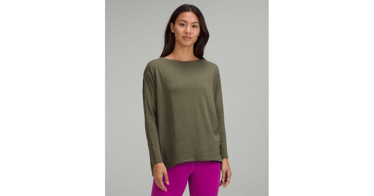 lululemon athletica Back In Action Long Sleeve Shirt in Green