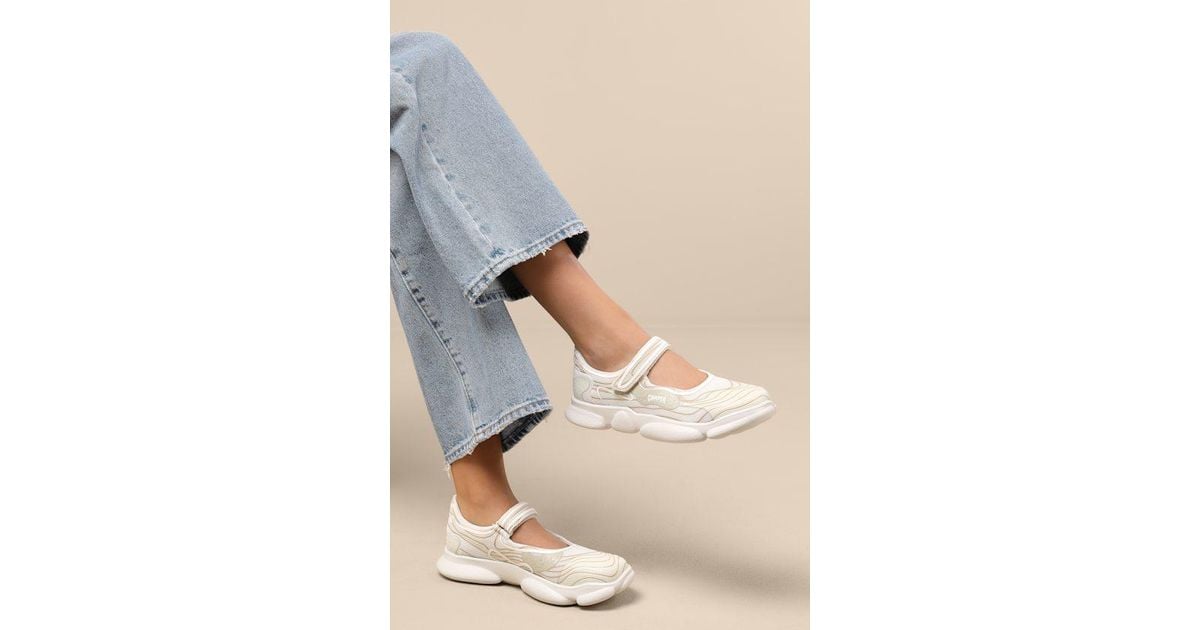 CAMPER / KARST メリージェーン Camper Karst Flats - White Multi Mesh Flats - Mary Jane