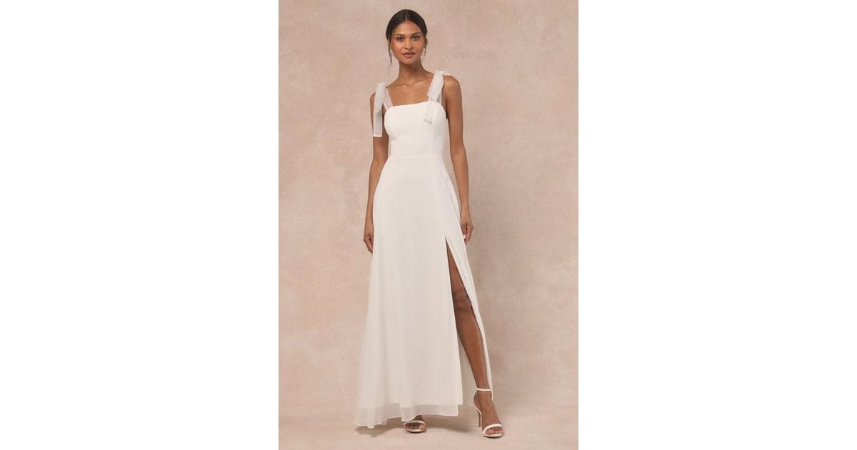 Lulus Radiant Romance Tie-Strap Maxi Dress in Natural | Lyst UK