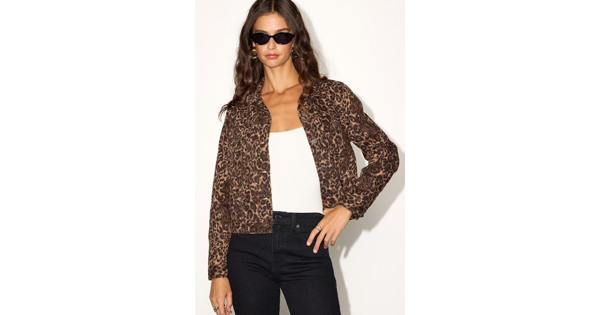 Levi's Original Trucker Leopard Print Denim Jacket in Gray | Lyst