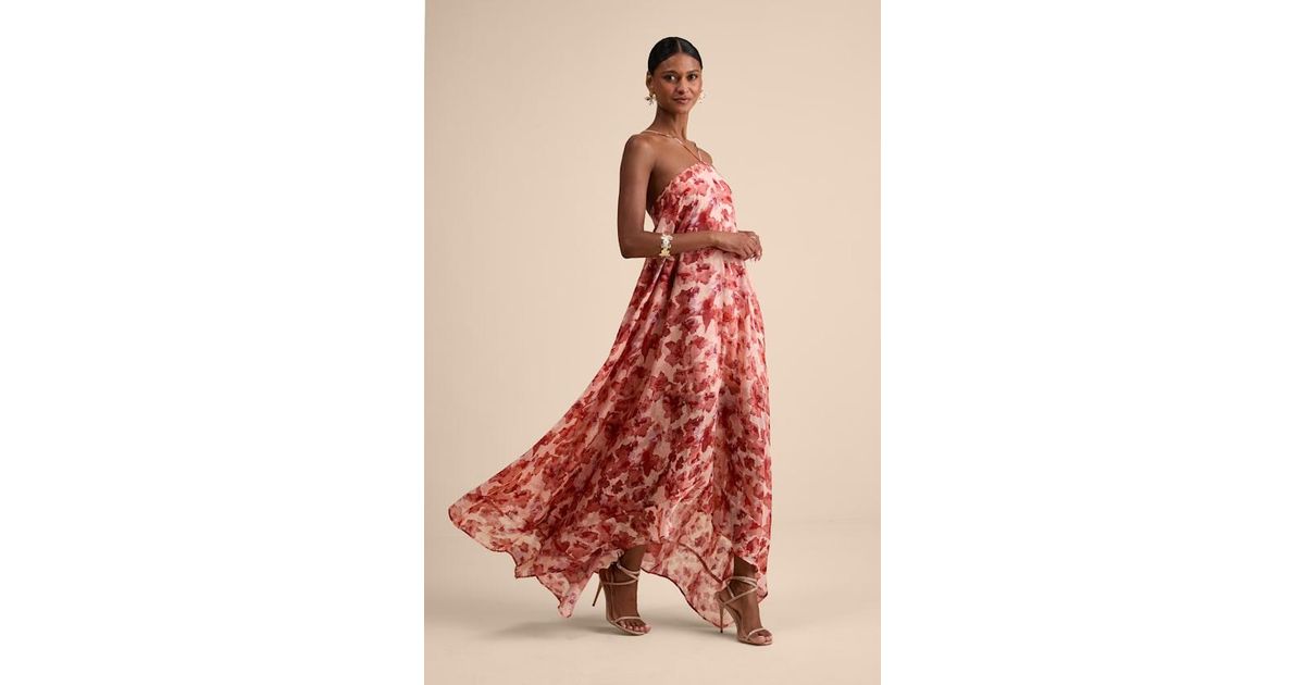 Lulus Dezzi Blush Multi Floral Halter Shift Maxi Dress in Pink | Lyst