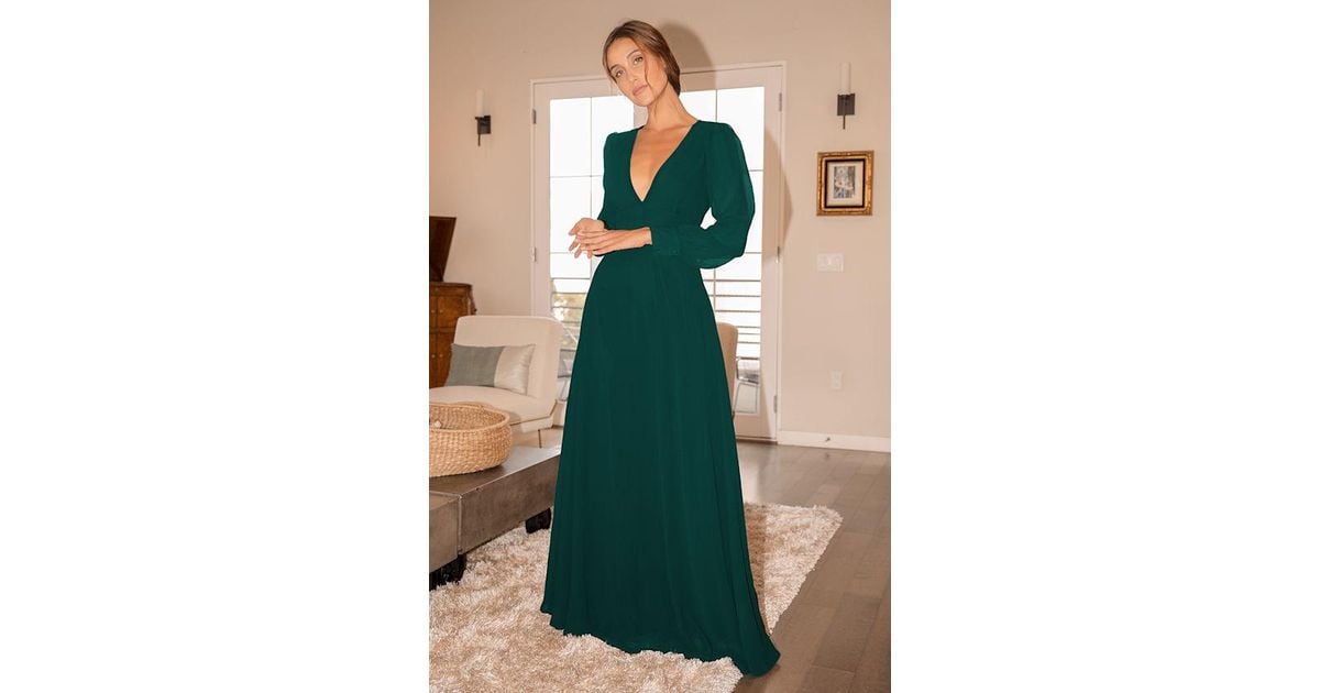 talk about divine hunter green long sleeve backless maxi dress Lulus in Iron Low Heat WEDDING PARTY DRESS Primavera 4527 Size 6, Tamanho:XS