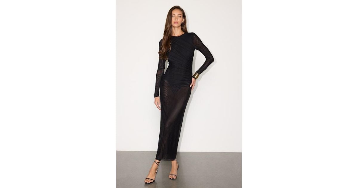 jocelyn maxi dress black Lulus Mesh Long Sleeve Bodysuit in Pants Size 36x26 10% Spandex Size:US28 Sequin Backless Split Maxi