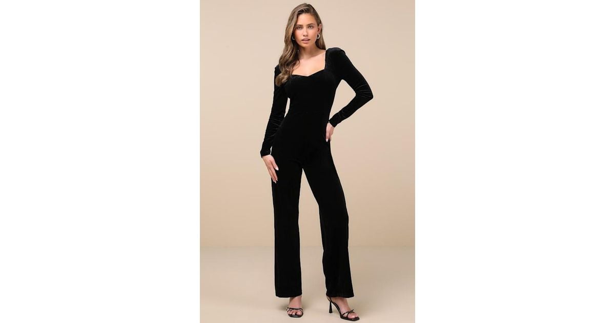 Lulus Instant Stunner Velvet Backless Jumpsuit in Black Lyst UK