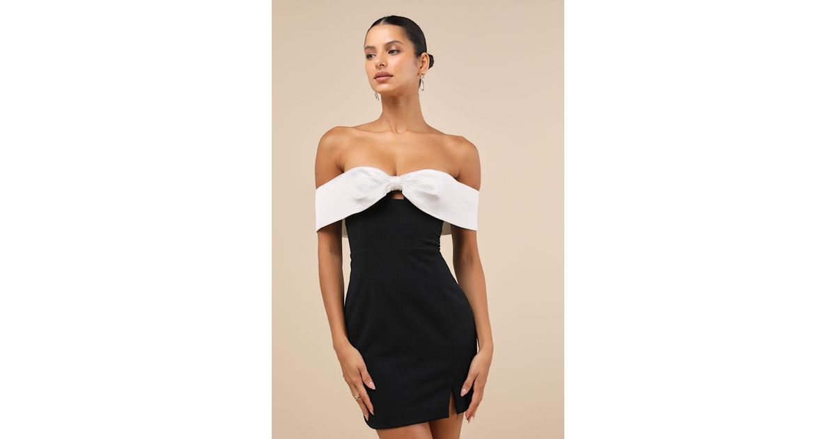 Lulus Extravagant Moment Off-The-Shoulder Mini Dress in Black | Lyst UK