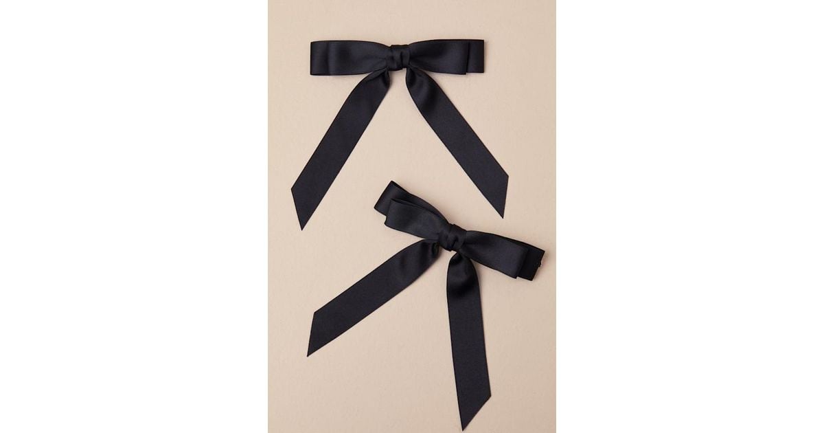 Lulus Cute Reputation Bow Hair Clip Set in Black Lyst UK