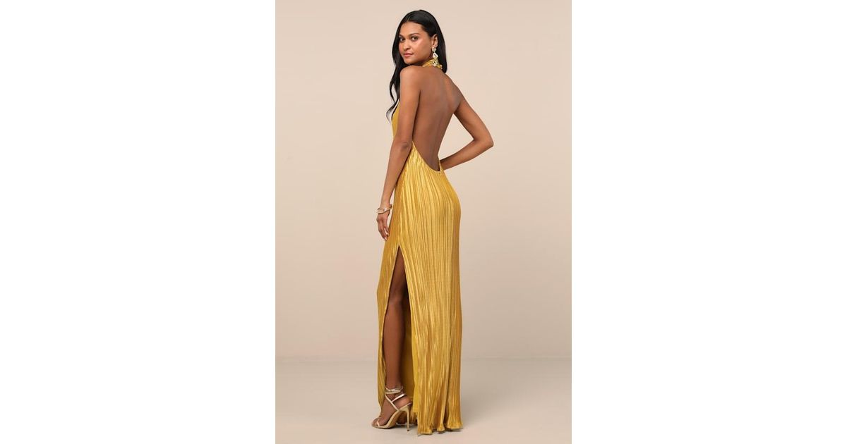Lulus Yellow Satin Dress Lulus Yellow And Gold Floral Cowl Sash Maxi Dress  Womens Large (Available