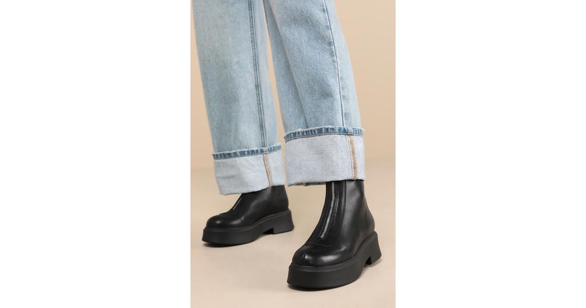 Steve Madden Jones Leather Zip-Front Platform Ankle Boots in