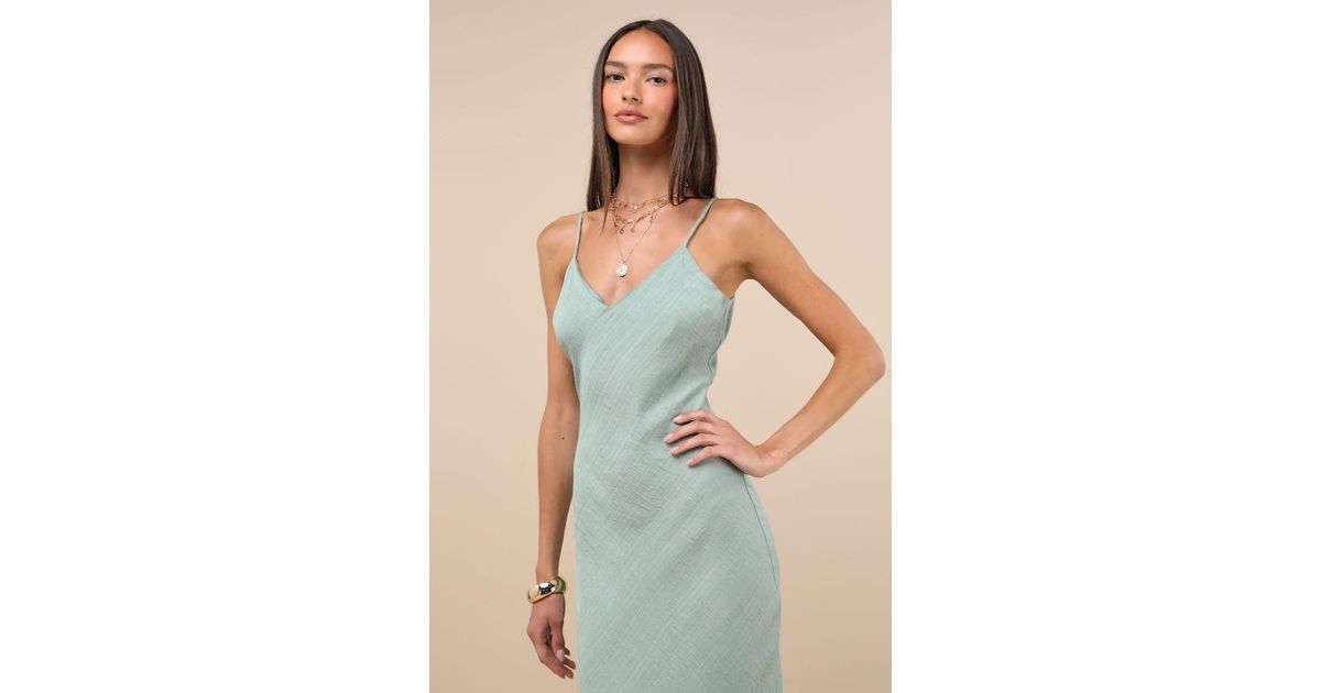 sage green midi slip dress Midi Slip Dress