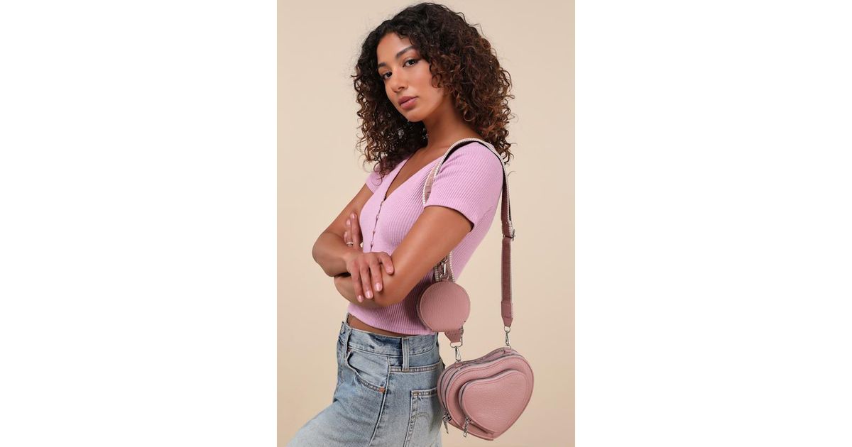 Lulus Stylish Adoration Dusty Heart Crossbody Bag in Pink Lyst UK