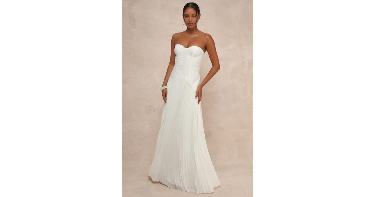 Lulus Divine Devotion Embroidered Pleated Strapless Maxi Dress in Natural | Lyst UK Lulus Divine Devotion Embroidered Pleated Strapless Maxi Dress in Natural | Lyst UK