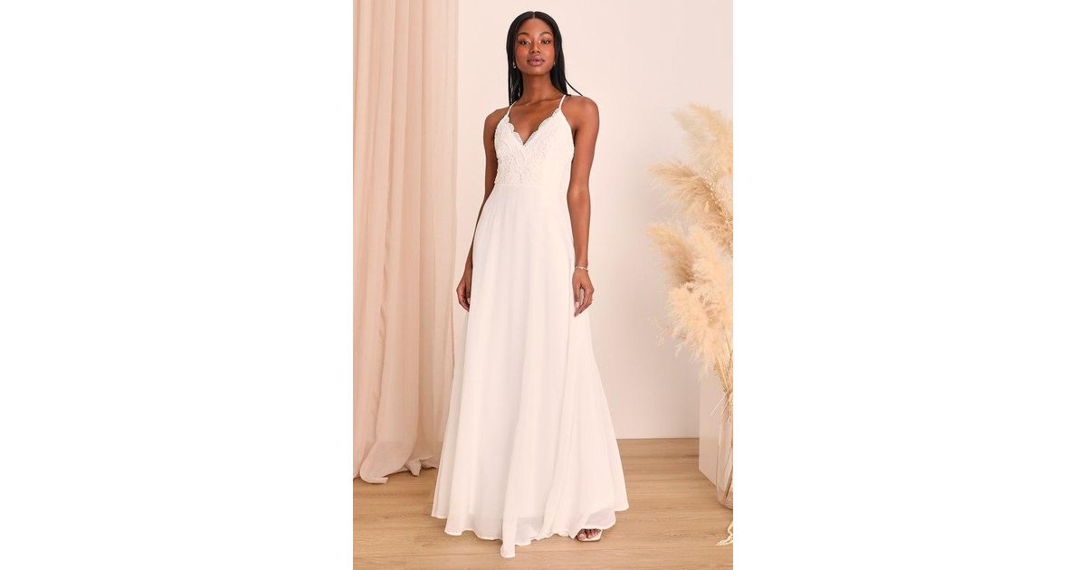 Lulus Madalyn Lace Maxi Dress in Natural Lyst UK