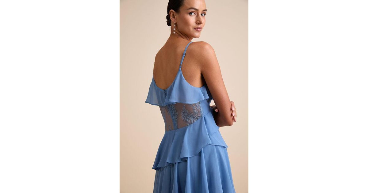 Lulus Dalena Ruffled Lace Maxi Dress in Blue | Lyst