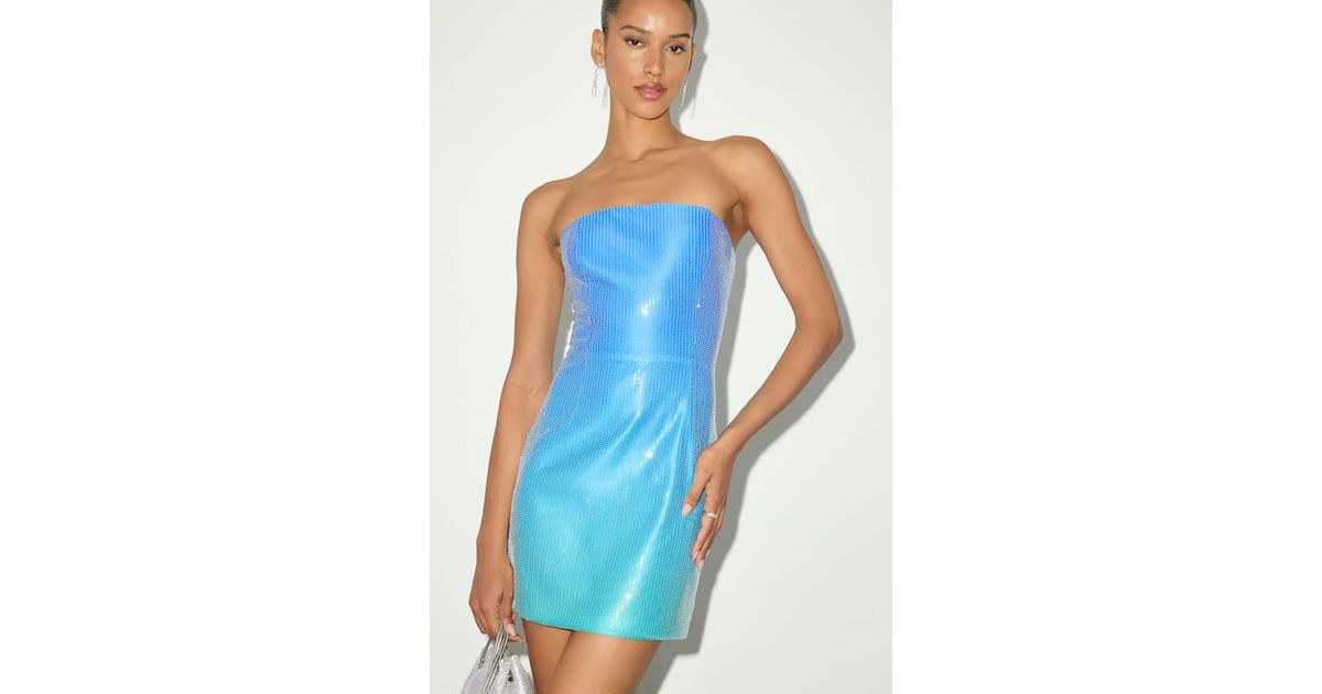 blue ombre strapless dress Murphies Strapless Mini Dress Blue Ombre main image 0
