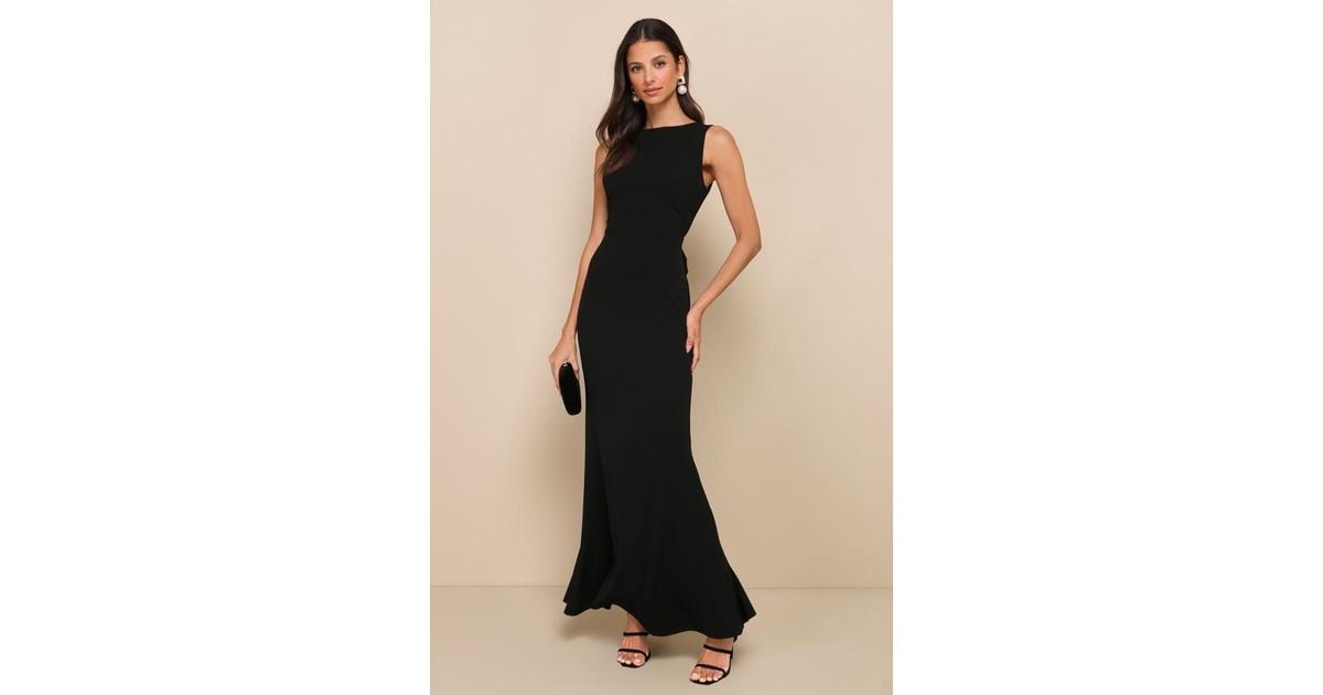 navy blue dress for baby girl Lulus Exquisite Refinement Backless Bow Ruffled Maxi Dress in Black