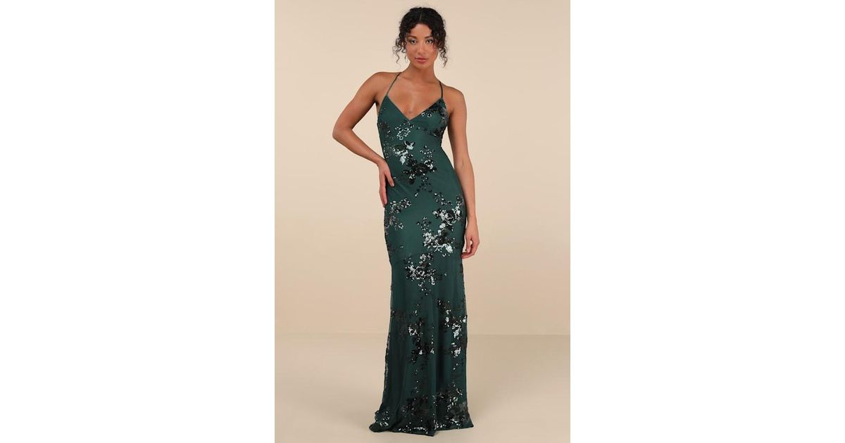 fitted lace wedding dress Gigii's Loren Glam Sequin Maxi Dress