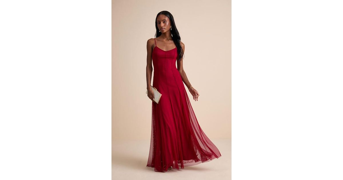 Long Maroon Dress Lulus Atori Mesh Sleeveless Maxi Dress In Red Lyst