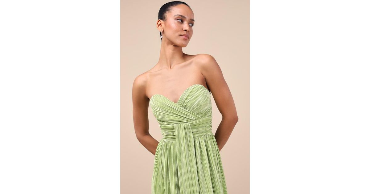 Strapless Maxi Dress Lime Green Strapless Dress Lulus Olive Green Plisse  Sash Maxi Dress Womens Medium (