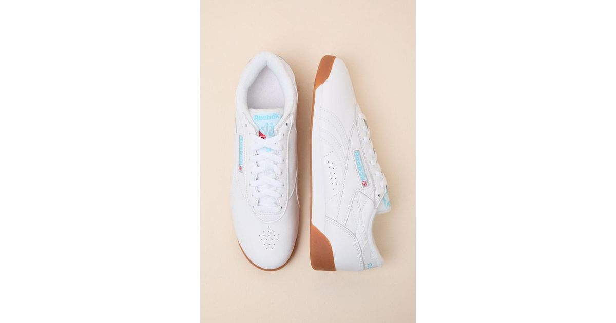 Trashed Reebok Freestyle Reebok Freestyle Lo Leather Lace-Up Sneakers in White | Lyst