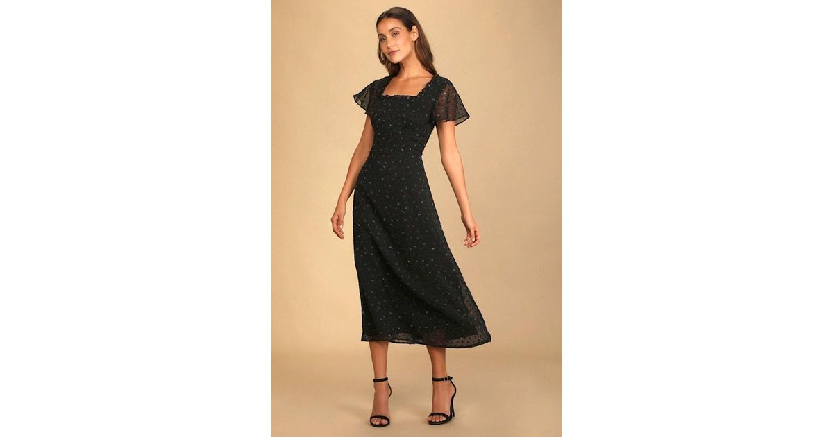 knee length dresses for ladies Black Winter Garden Ruffle Maxi Dress – FARM Rio main image 1
