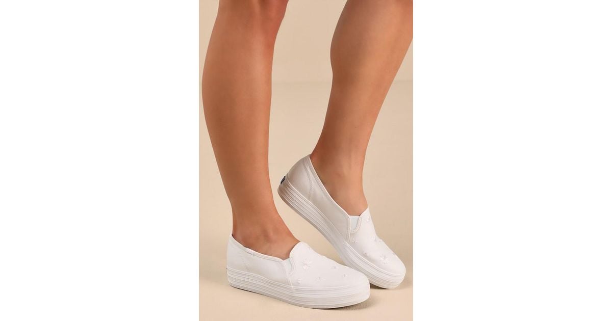 Keds Triple Decker Snow Canvas Embroidered Platform Sneakers in