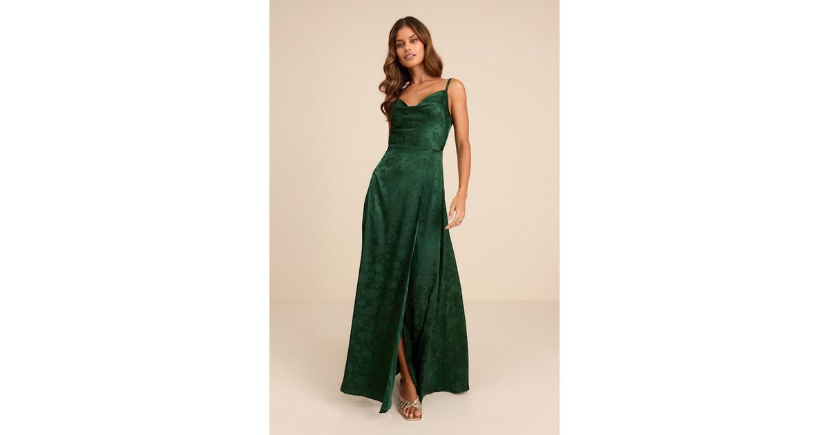 Lulus Simply Dreamy Satin Floral Jacquard Maxi Dress in Blue | Lyst UK