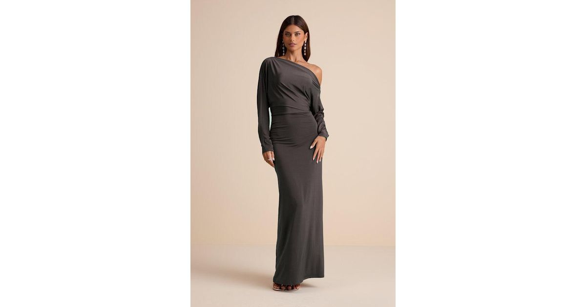 lulus grey maxi dress Stunning Grey Maxi Dress - OTS Maxi Dress - Balloon Sleeve Dress