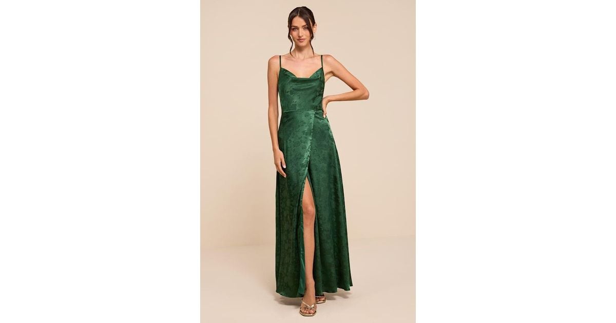 simply dreamy emerald green satin floral jacquard maxi dress Lulus in Blue Dresses £40.00-£49.99