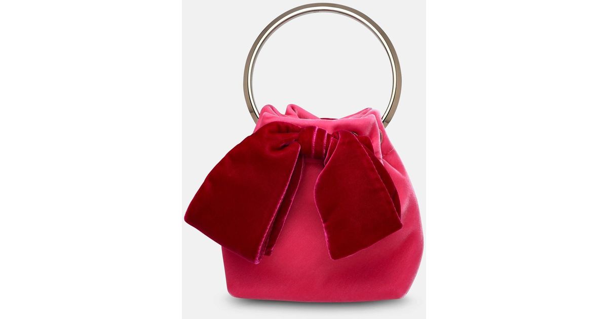 Jimmy Choo Bon Bon Rose Velvet Bag in Red | Lyst