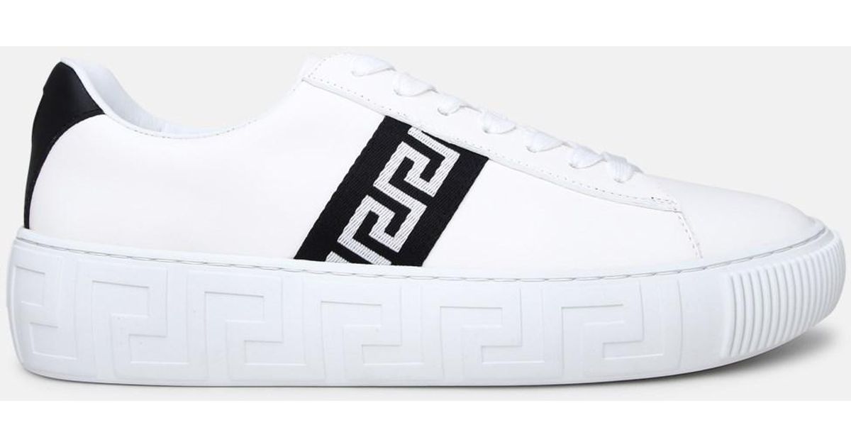 Versace Leather Greca Sneakers in White for Men | Lyst