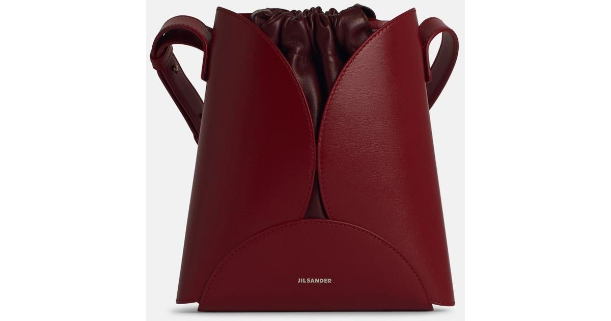 【送料&関税込】Jil Sander curve Burgundy Leather Crossbody Jil Sander 'curve' Burgundy Leather Crossbody Bag in Red | Lyst