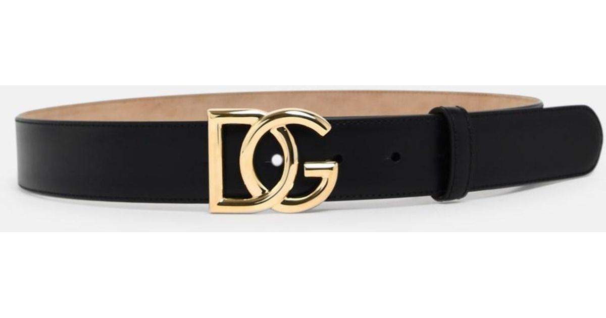 Dolce & Gabbana Leather Cintura Logata Nera in Black - Lyst