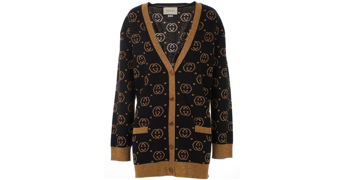gucci black and gold cardigan