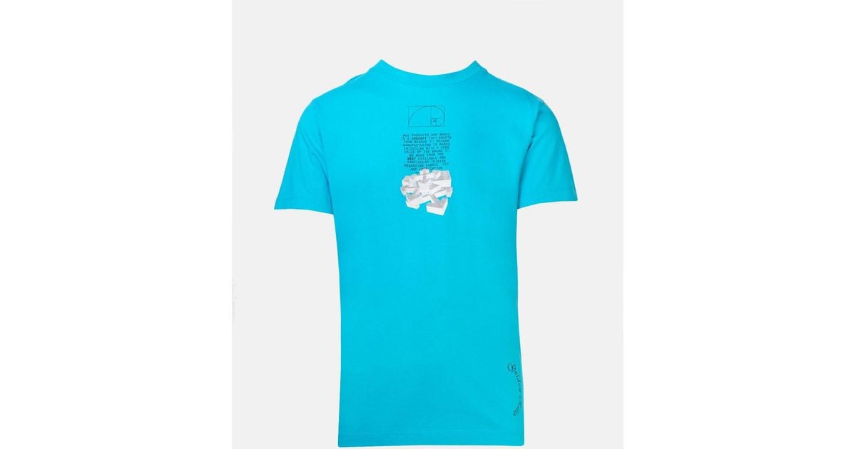Off-White c/o Virgil Abloh Graphic Print Crew Neck T-Shirt w/ Tags - Blue T- Shirts, Clothing - WOWVA32468