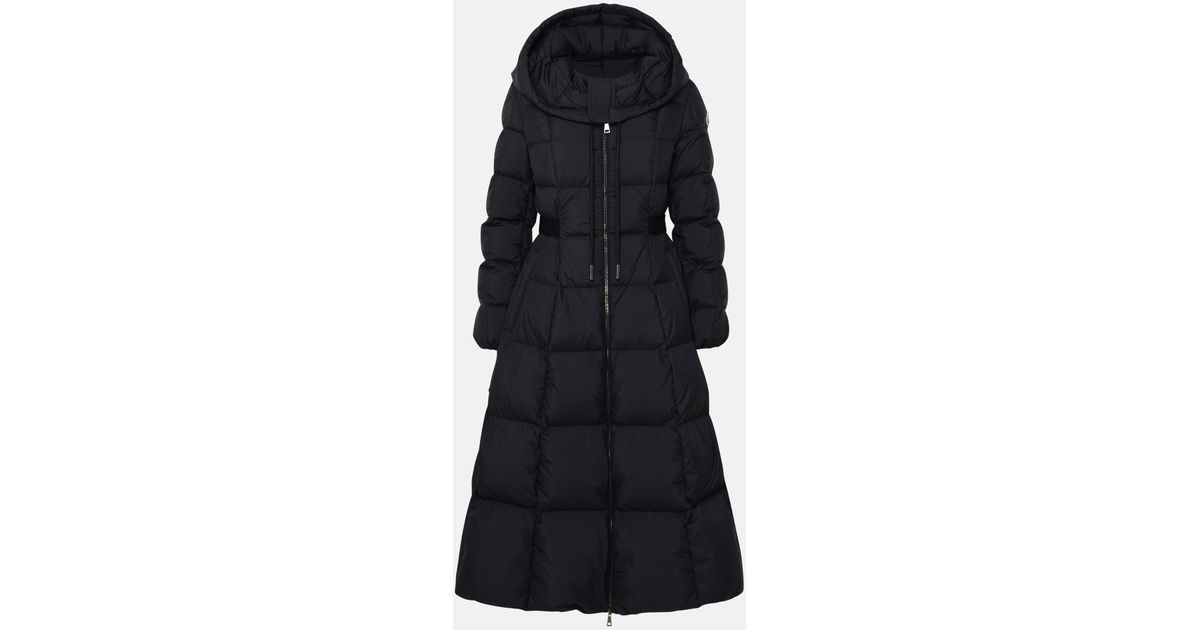 Moncler Faucon Long Down Jacket In Recycled Polyester in Blue | Lyst
