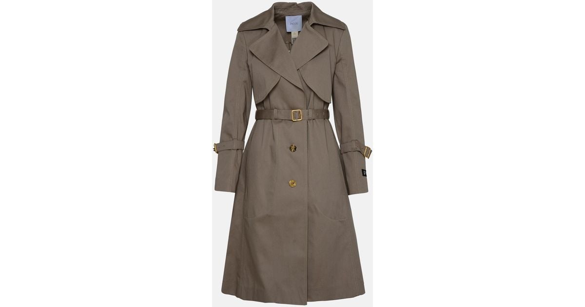 Patou Signature Cotton Trench Coat in Gray | Lyst