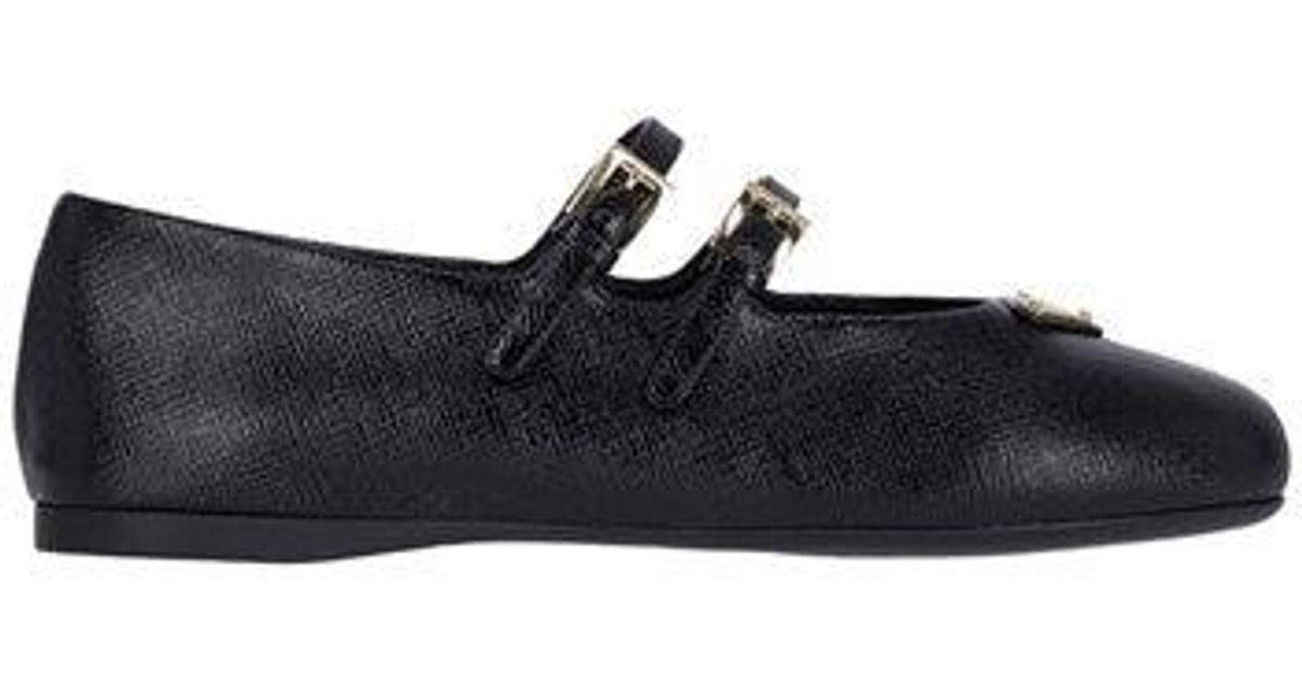 関税送料無料【PRADA】Double strap ballet flats Prada Ballet Flats With Straps in Black | Lyst