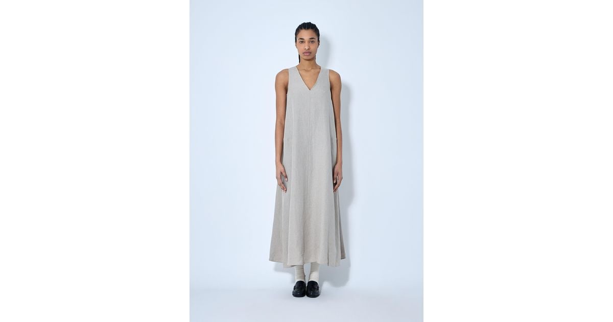 Max Mara Loose Linen Dress in White | Lyst