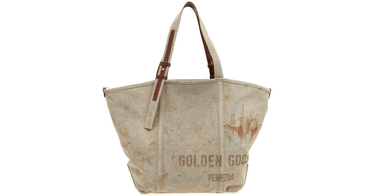 トートバッグ GOLDEN  DELUXE BRAND 24.7 EW SHOPPING BAG IN CANVAS Golden Goose 247 Ew Canvas Shopping Bag in Gray | Lyst