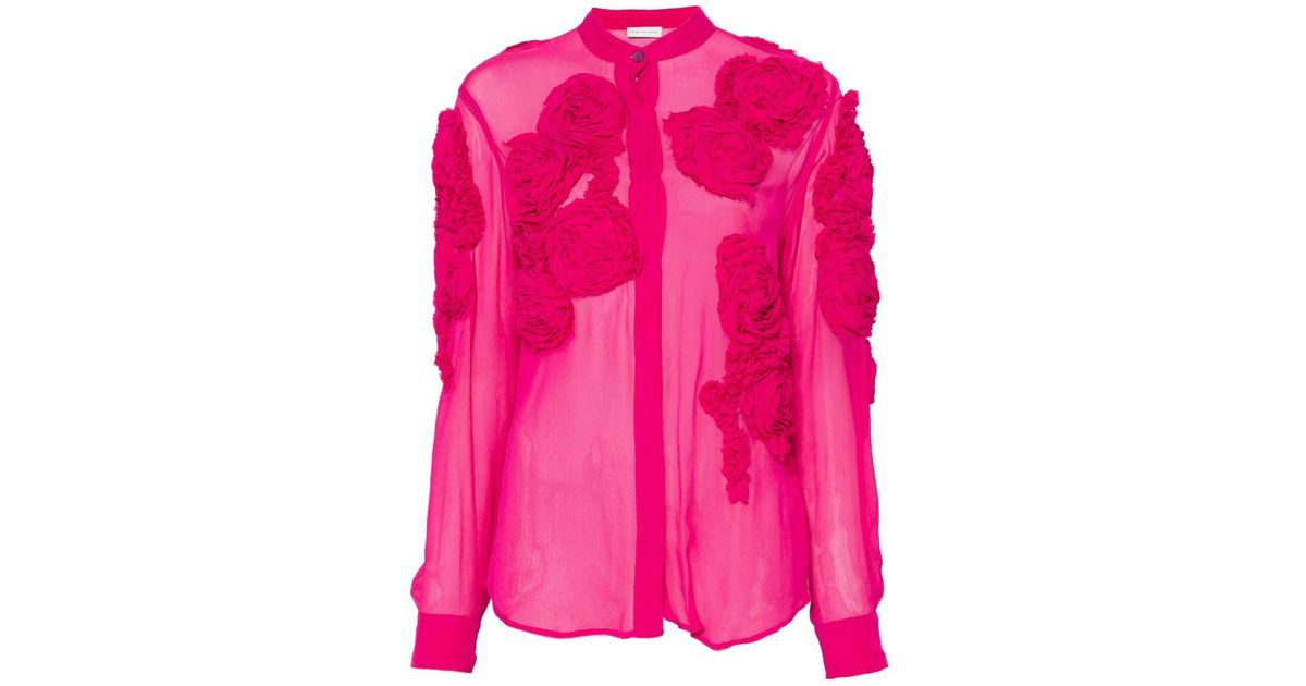 Dries Van Noten Chowsa Embroidered Blouse in Pink | Lyst
