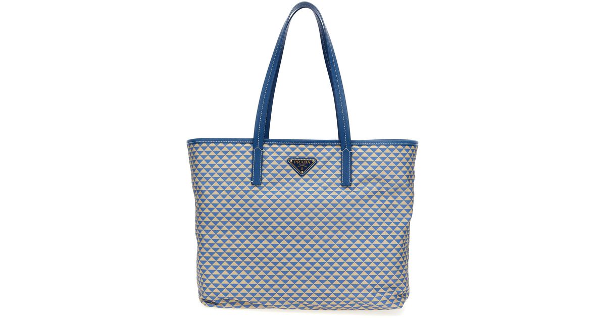 トートバッグ PRADA Woman Tote bags Blue 1BG5522HGX F0V98 AUTH LUXURY PRADA BAG SHOPPER HANDBAG 1BG189 BLUE FABRIC NEW