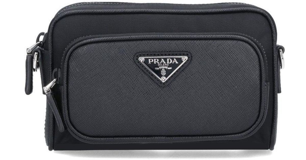 Prada Logo Shoulder Bag in Black for Men | Lyst