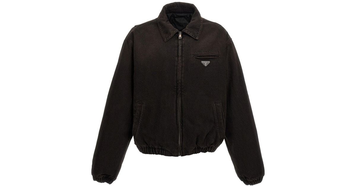 prada--Logo-Denim-Bomber-