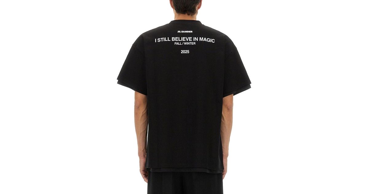 Jil Sander Double Layer Cotton T-Shirt in Black for Men | Lyst