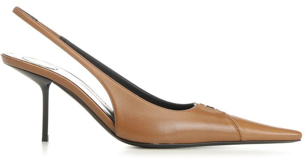 Saint Laurent “Babylone Breteuil” Backless Pumps in Brown | Lyst