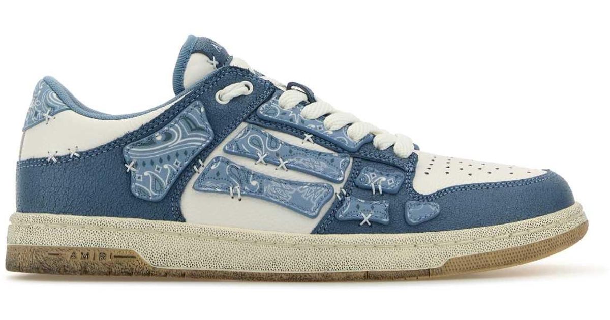 【関税&送料込】Amiri Tow-Tone Leather Bandana Skel Sneakers Amiri Men Tow-tone Leather Bandana Skel Sneakers In Blue