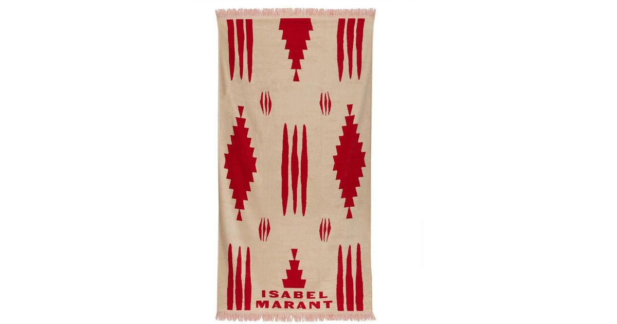 【関税&送料込】Isabel Marant Beach Towel With Logo Isabel Marant Beach Towel With Logo in Red | Lyst